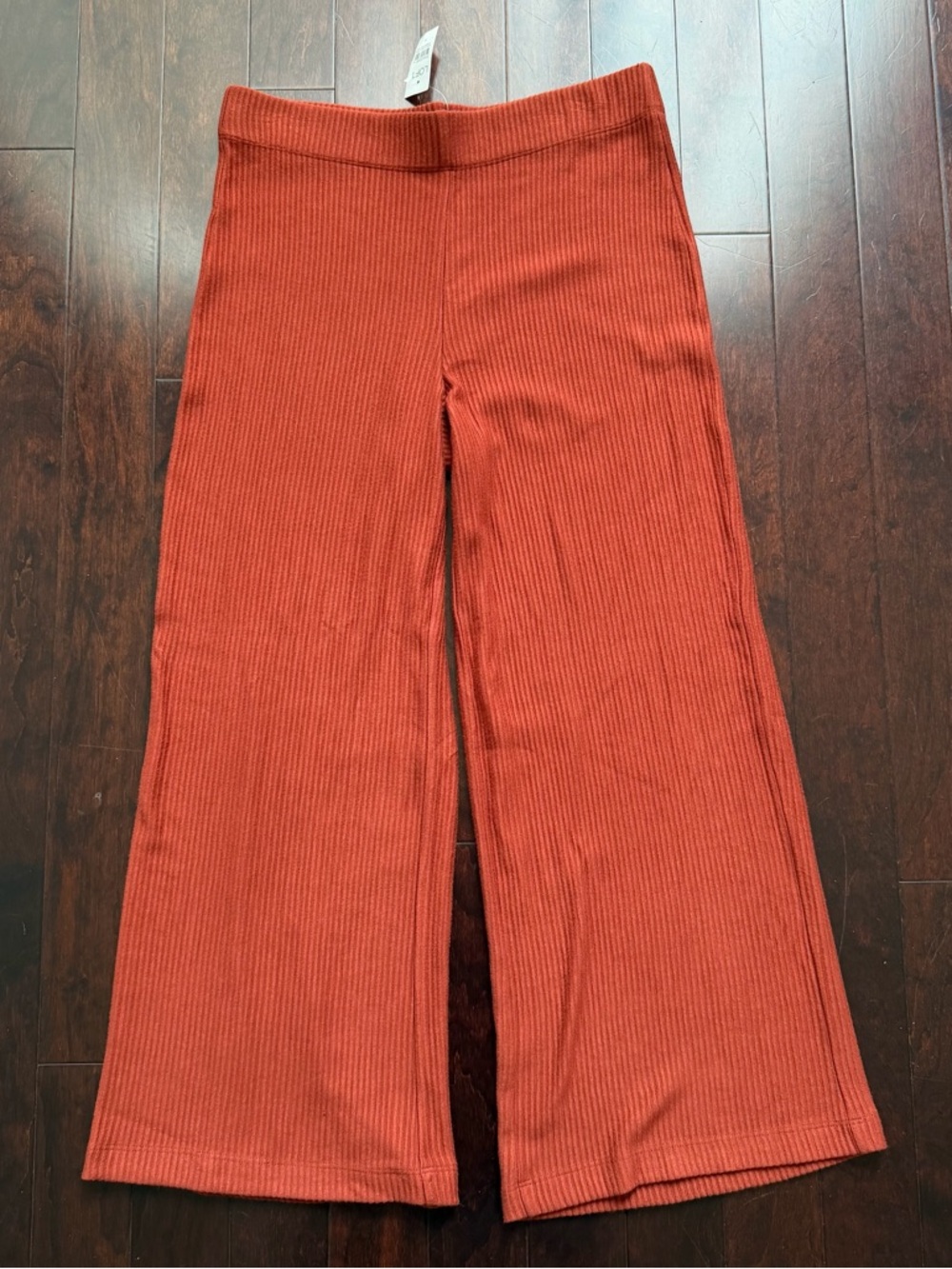 LOFT Women’s NWT Wide Legged Pants Size M Flowy Ribbed Burnt Orange Stretch Boho